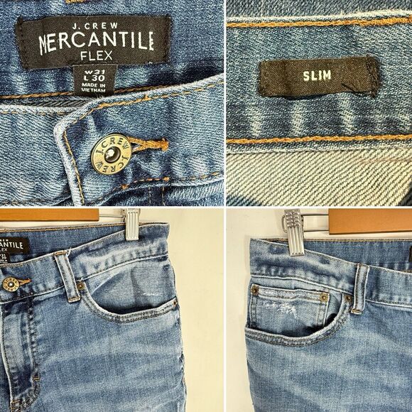 J Crew Jeans Mercantile Flex Slim 31 x 30 Distressed Straight Leg - Picture 10 of 16